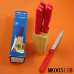 6Pcs Steak Knife + Pine Wooden Block In Colour Box