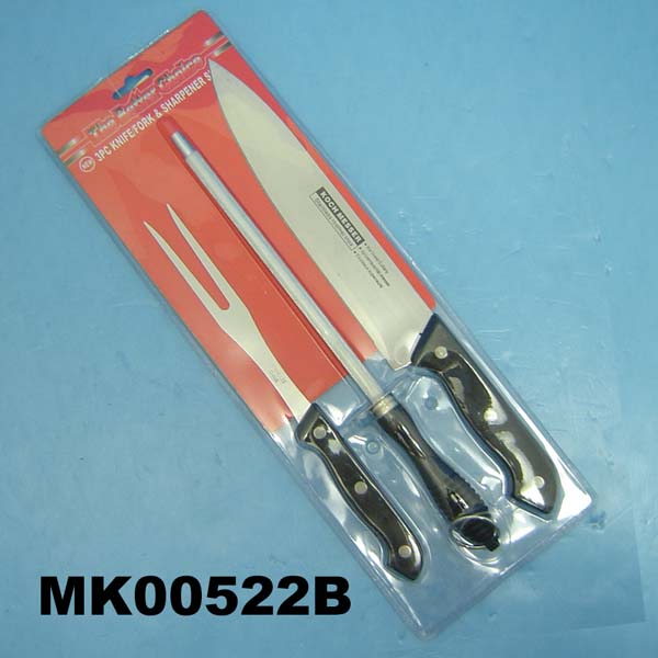 MK00522B Knife / Fork & Sharpener 3Pc Set