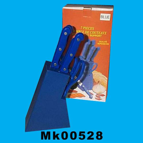 7PCS KNIFE SET HALF TANG WITH PLATIC BLOCK IN COLOUR BOX