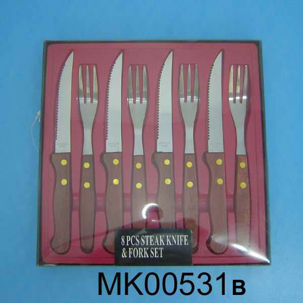 MK00531-B 8Pcs Wooden Knife & Fork