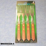 4Pcs S/S  Fork  D.B Wooden Handle B/C