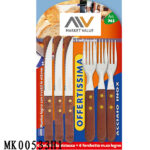 6Pcssteak Knife+6Pcs Fork Wooden Handle B/C