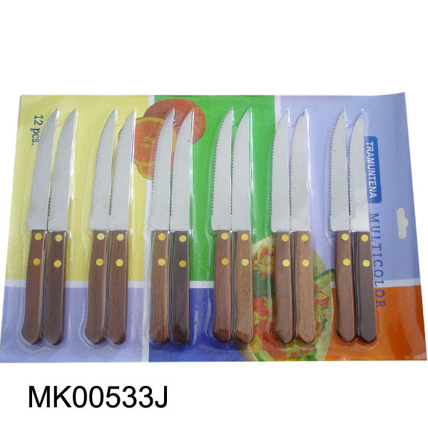 MK00533J 12Pcs Steak Knife Wooden Handle B/C