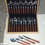 24Pcs Wooden Handle Cutlery Set In Wooden Box