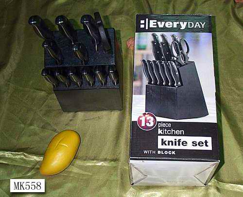 MK00558 13Pcs Wooden Block Knife Set In Colour Box