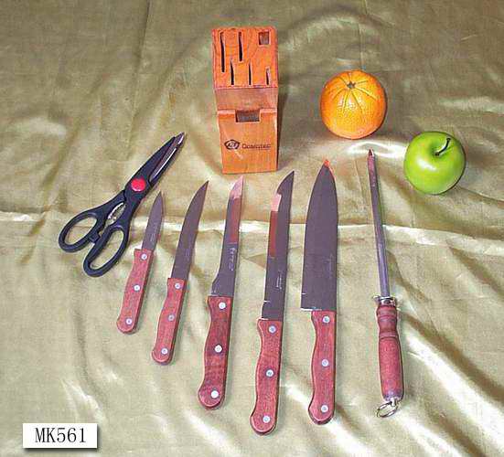 MK00561 8Pcs Wooden Block Knife Set