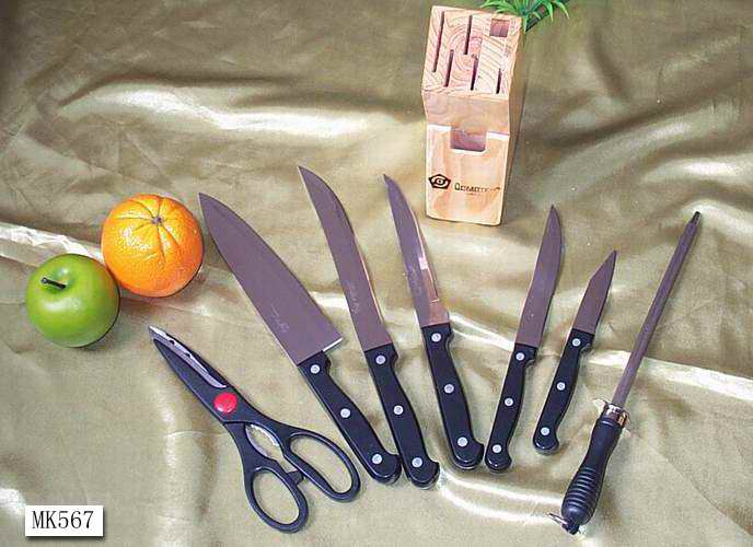 MK00567 8Pcs Wooden Block Knife Set