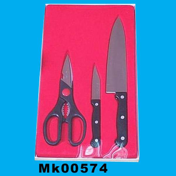 2Pcs Bakelite Handle Knife + Scissors In Velvet Tray