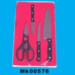 3Pcs Knife + Scissors In Velvet Tray