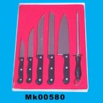 5Pcs Knife + Sharpener In Velvet Tray