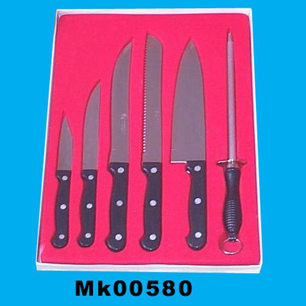 MK00580 5Pcs Knife + Sharpener In Velvet Tray