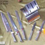 5Pcs S/S Hollow Handle Knife + S/S Block