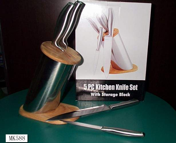 MK00588 8Pcs Hollow Handle Knife Set W/Block