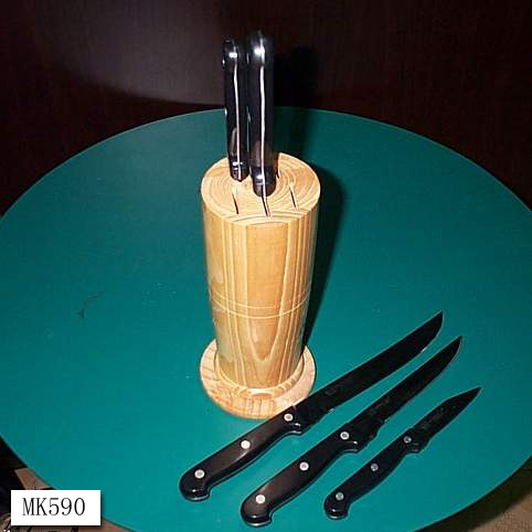 MK00590 5Pc Knife + Wooden Block Set