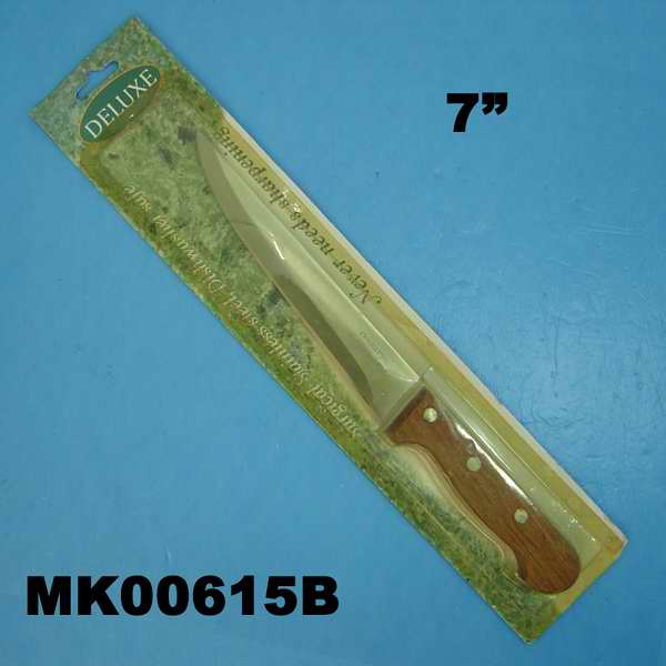 MK00615B 7" Meat Knife W/ Wooden Handle B/C