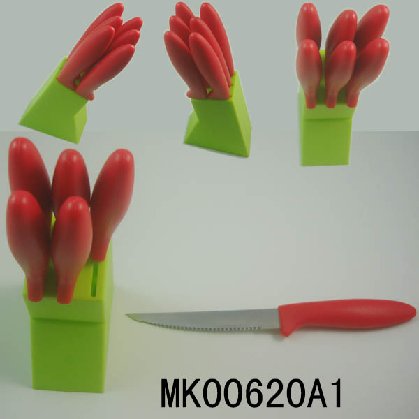 Set Of 6 S.S Steak Knife With Plastic Holder