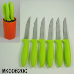 6Pcs Pp Plastic Handle S/S Steak Knife With Plastic Stand