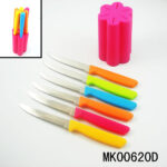 6Pcs Pp Plastic Handle S/S Steak Knife With Plastic Stand