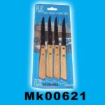 4Pcs Pine Wood Handle Steak Knives B/C