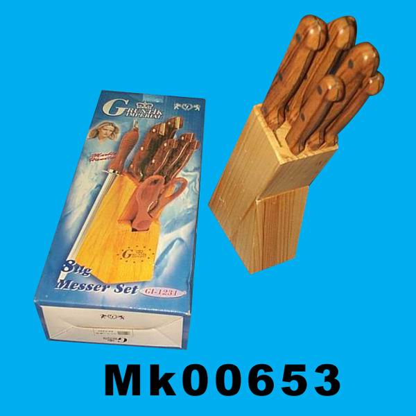 MK00653 8Pcs Wooden Block Knife Set In Color Box