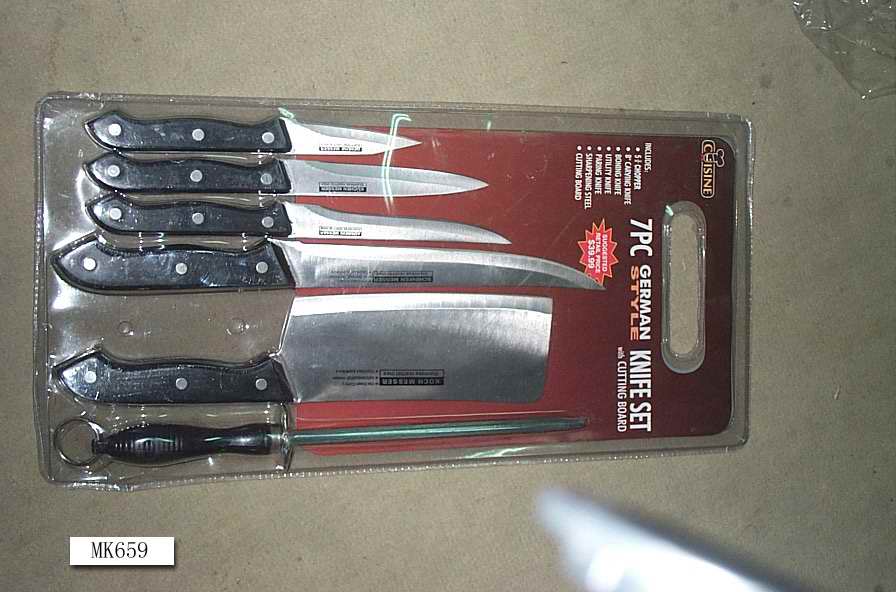 MK00659 6Pcs Knife+Plastic Cutting Board