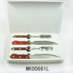 4Pcs Colour Wooden Handle Steak Cutlery White Box