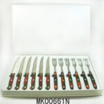 12Pcs Colour Wooden Handle Steak Cutlery White Box