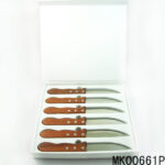 6Pcs Colour Wooden Handle Steak Knife White Box
