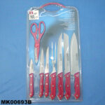 9Pcs Knife Set W/ Plastic Cutting Board Full Tang D/B