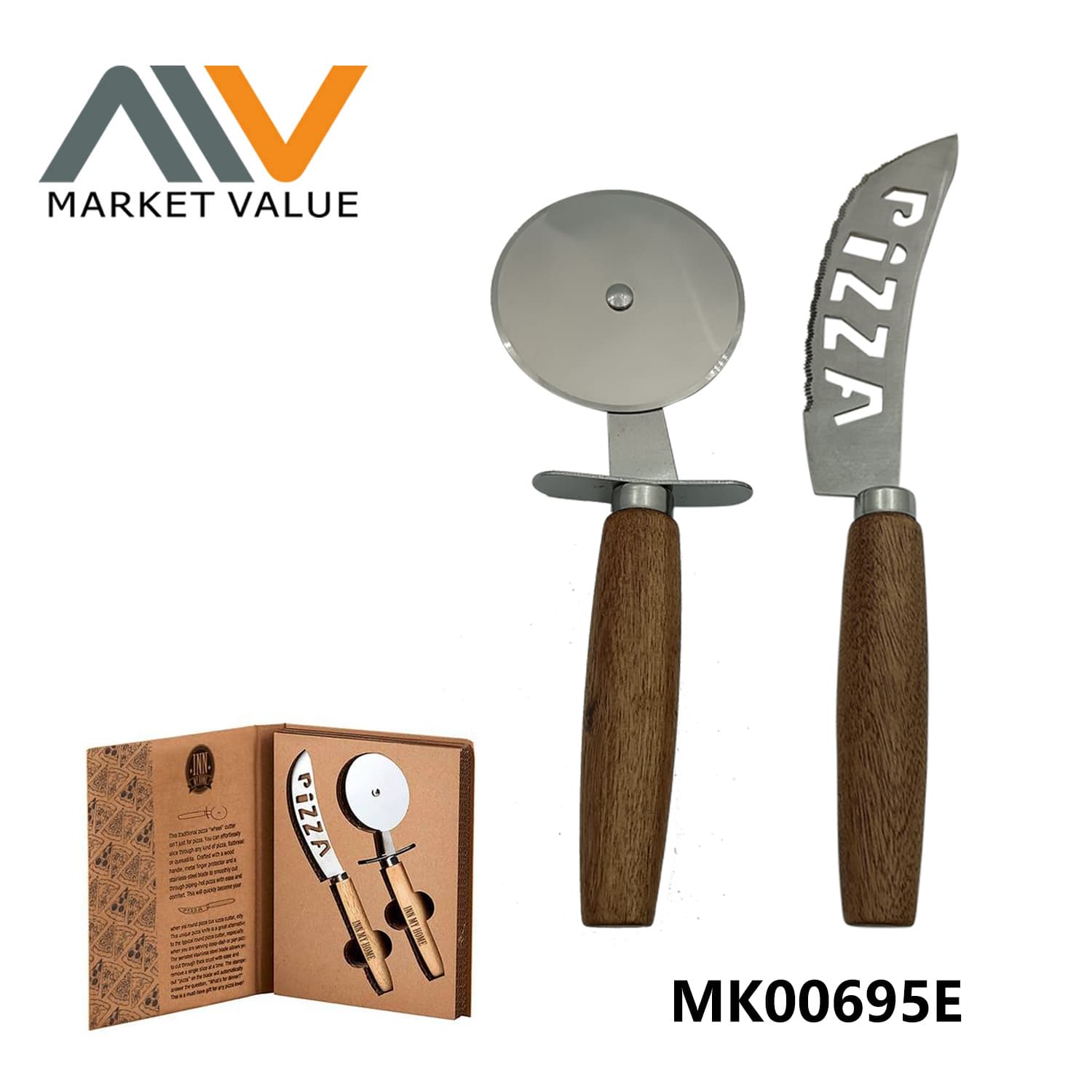 MK00695E 2 Pcs Pizza Cutter In Book Box