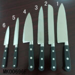 Set Of 6 Pom Handle Knife Damask Steel