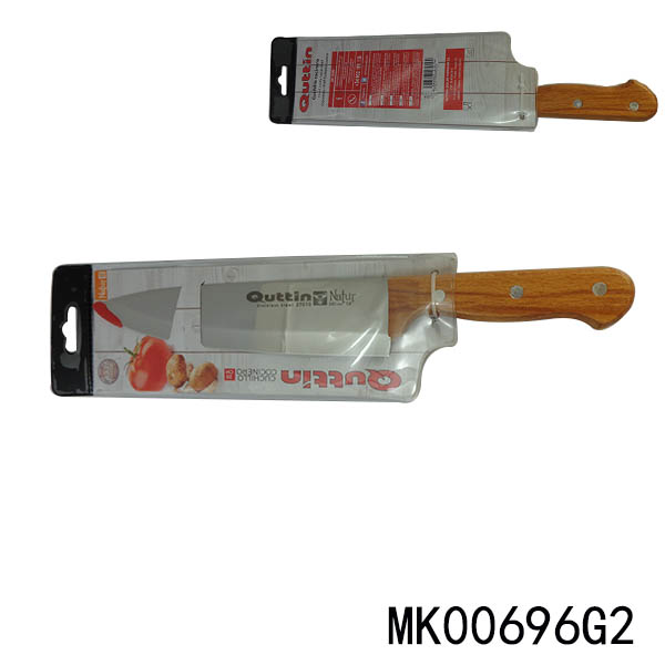 8"S/S Chef Knife With Beech Handle In Pvc Bag