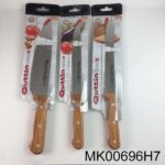 3Pcs S/S Knife Set With Beech Handle In Pvc Bag(Asst P)