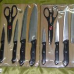 6Pcs Knife Set W/ Wooden Board Full Tang