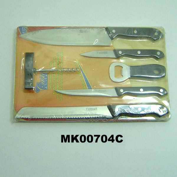 7Pcs Kitchen Set With Cutting Board Shrink Half Tang