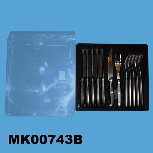MK00743B 12Pcs Steak Knife & Fork Set In Pvc Box
