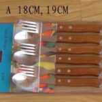 Set Of 6 Spoon & Fork Wooden Hnadle Db