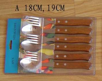 Set Of 6 Spoon & Fork Wooden Hnadle Db