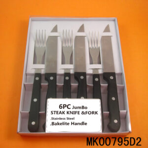 6Pcs Jumbo Knife & Fork Set Bakelite Handle Diaplay Box