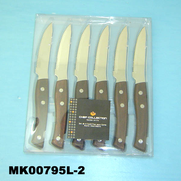 6Pcs Steak Knifewooden Handle In Pvc Box