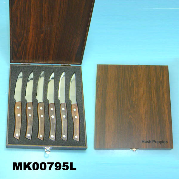 MK00795L 6Pcs Steak Knife Wooden Handle In Wooden Box