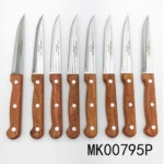 8Pcs 4.5" Steak Knife Wooden Handle In White Box