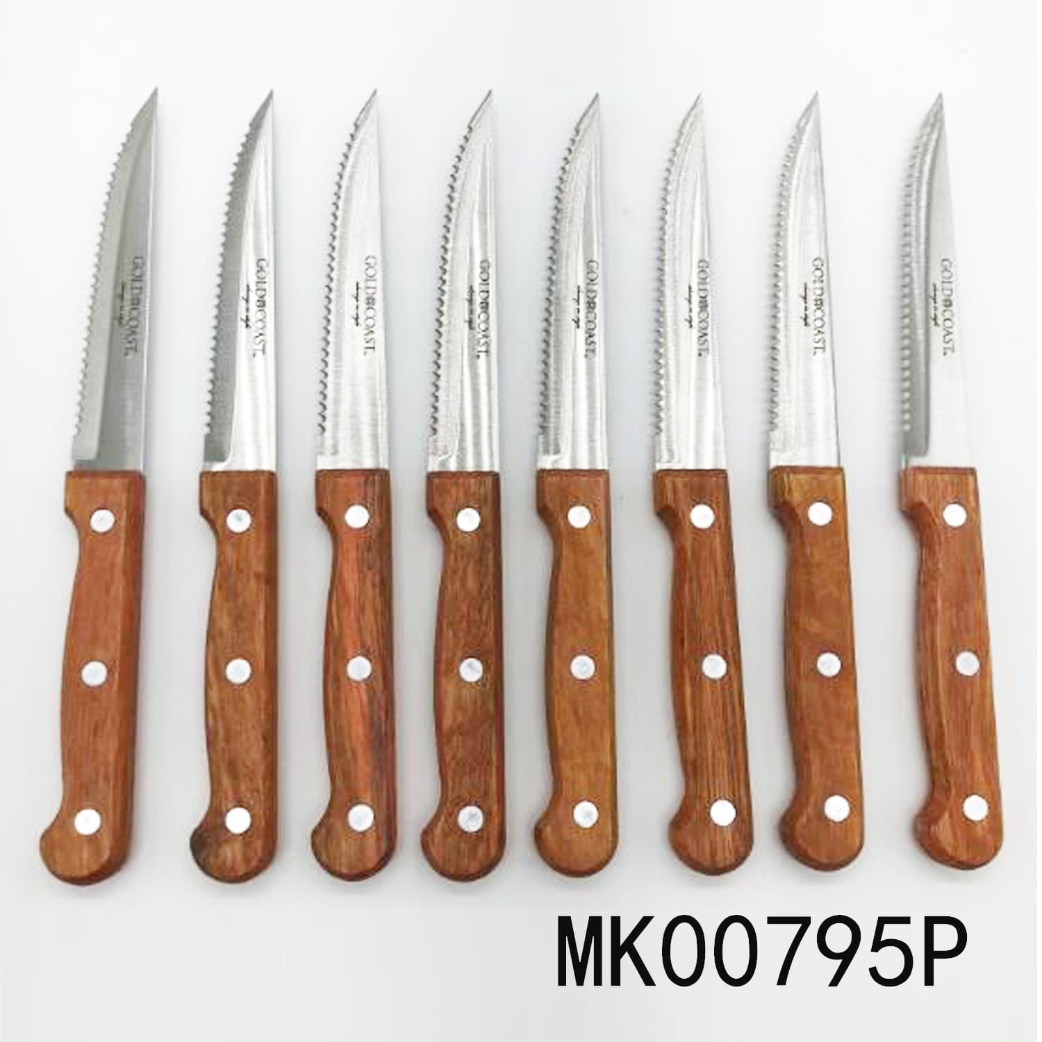 MK00795P 8Pcs 4.5" Steak Knife Wooden Handle In White Box