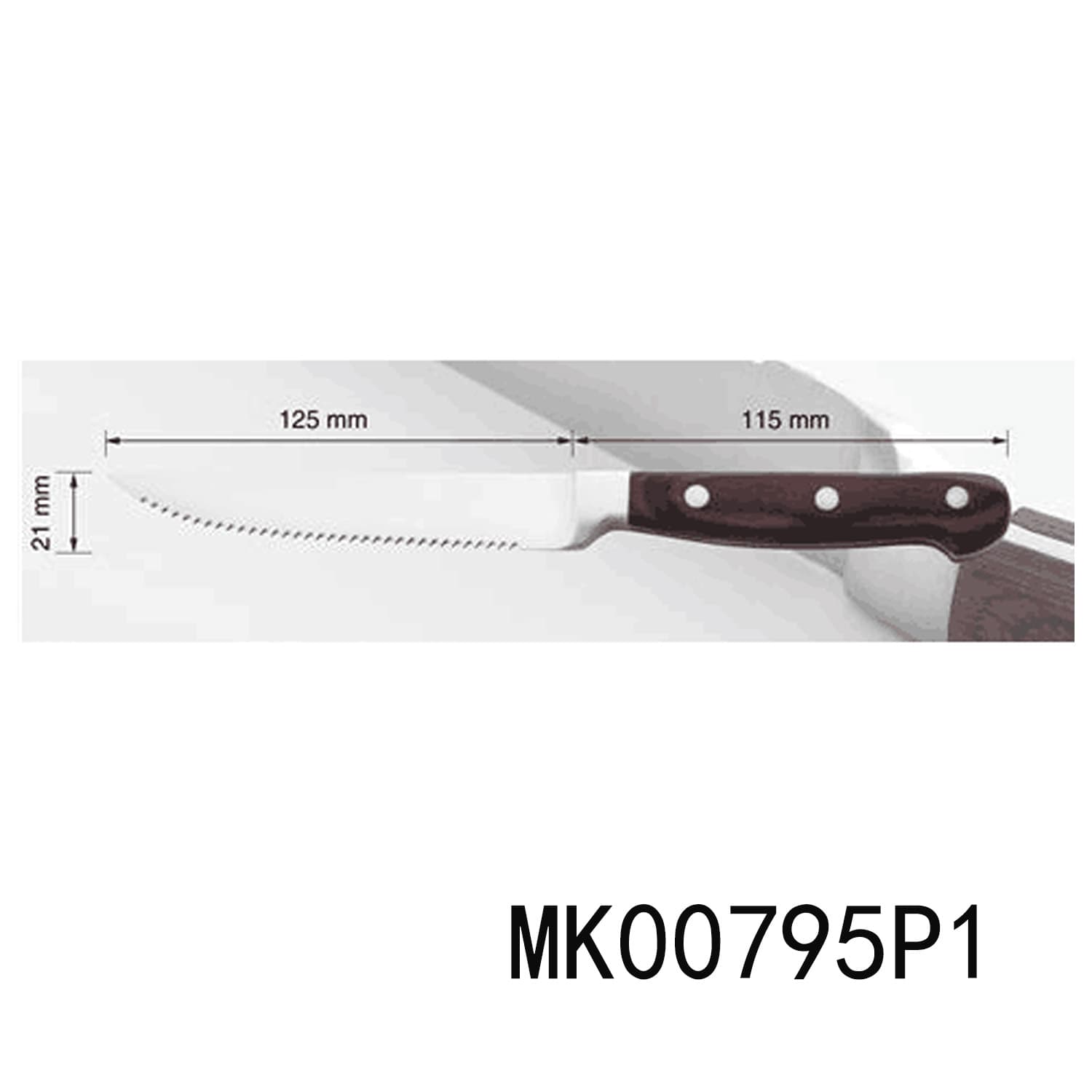 MK00795P1 4Pcs 9.5" Steak Knife Wooden Handle In White Box