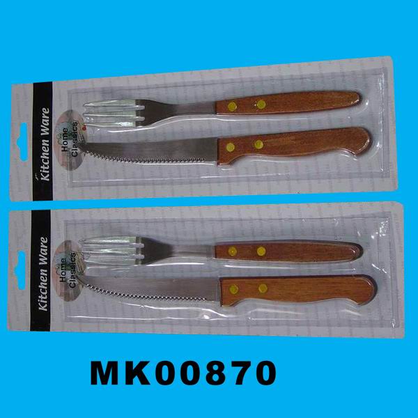 MK00870 Wooden Handle Knife & Forks B/C