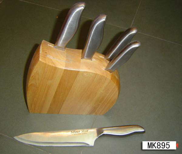 MK00895 6Pcs S/S Knife Set W/ Wooden Stand