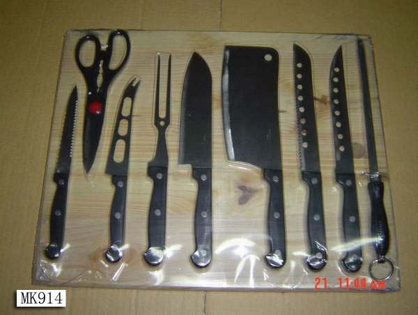 7Pcs Knives + 9110Scissors + Sharpener +Cutting Board