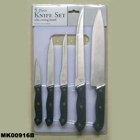 MK00916B 5Pcs Knife W/Cutting Board Set D/B