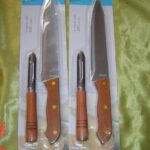 2Pcs Kitchen Set Chef Knife + Peeler Wooden Handle B/C