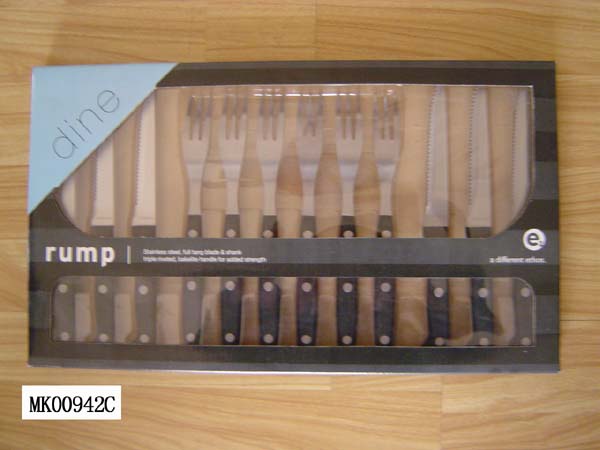 MK00942C 12Pcs Bakelite Handle Steak Knife & Forks In W/B